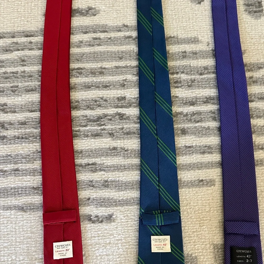 Classic Red, Green/blue, and Purple Crewcuts Tie Set